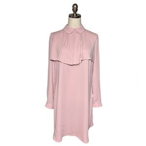 Seril Elegant Pink Long Sleeve Dress Peter Pan Collar Beaded US 8 EU 40